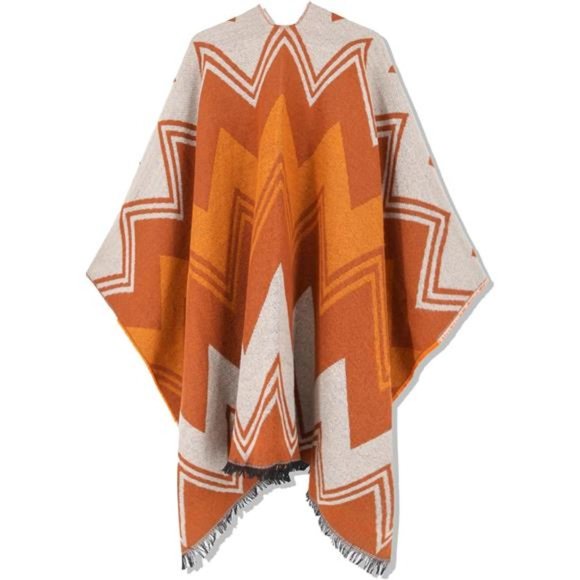 Women's Travel Plaid Shawl Wrap Open Front Poncho Cape for Fall Winter - Picture 3 of 7